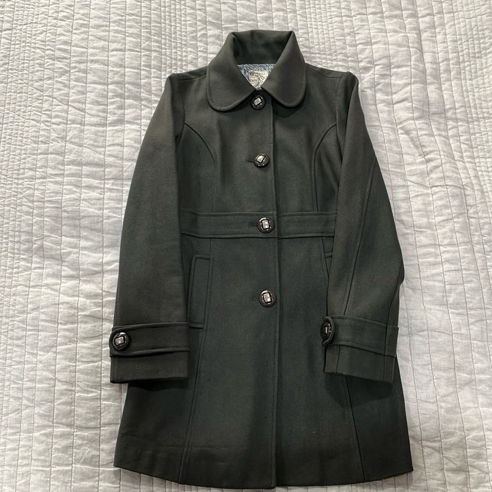 Tulle Anthropologie size S dark green loden long coat